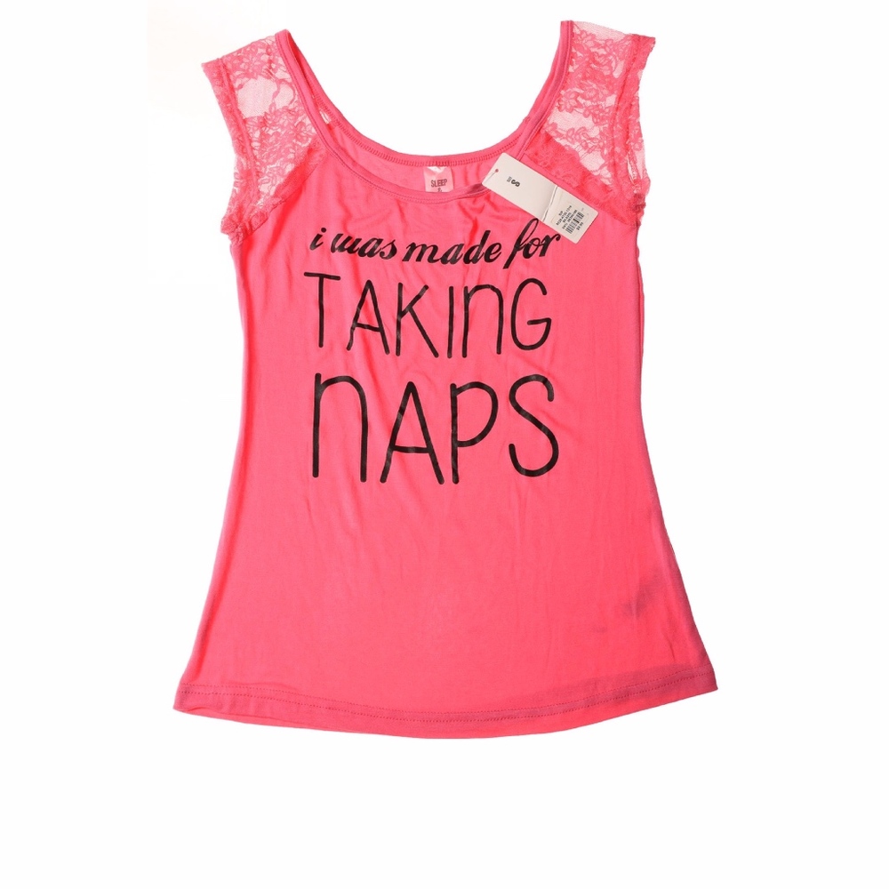 NEW Sleep & Co. Women's Top Small Pink Lace Tank